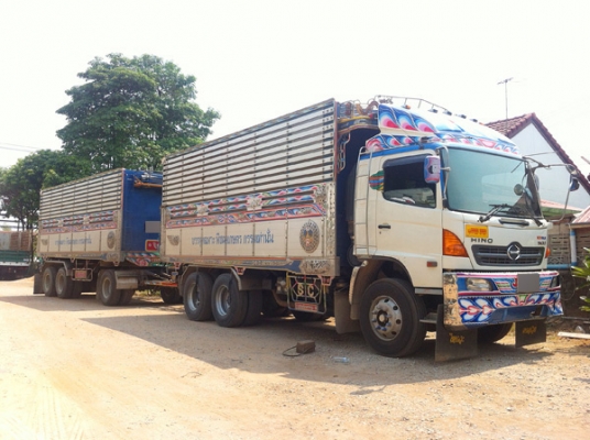 ฝากขาย รถพ่วง HINO MEGA 344 ไฮสปีด ซีรี่ส์500 แม่ลูกดัมพ์มิเนียมคอกเกษตร ลูก3คานแท้