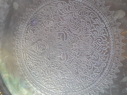 ถาดทองเหลือง ขนาด 16 " ลายเทพพนม  สวยๆๆ ใบละ 1,800