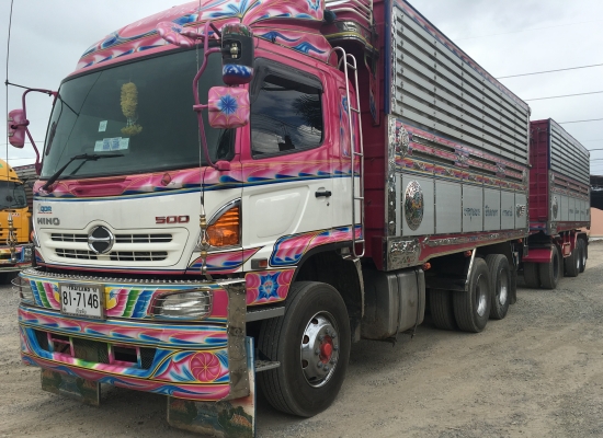 พ่วง 22 ล้อ HINO 344 Hi-Speed ปี 56 ไมล์ 200,400 กม. กระบะมิเนียม - ดั้ม อู่ ส.สมบัติ รถสวย สด ใช้งานน้อย รถโรงสีเดิม บรรทุกของได้ 29,500 กก.