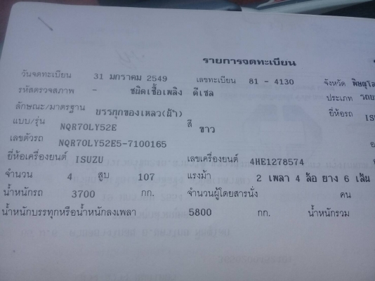 หกลีอ อิซูชุ NQR150ยูโร2 ปี49 บรรทุกน้ำ 6,000ลิต ปั้มน้ำ อุปกรณ์ครบ รถห้าง สภาพดีสวยบาวเดิมพร้อมใช้งาน ทะเบียนพร้อมโอน