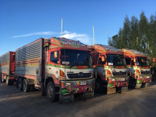 Hino 344 แรง ปี 53 กระบะดัมพ์แม่ลูก 3 เพลาอู่ ส.สมบัติ มี3พ่วง รถวิ่งข้าวสาร น้ำหนักบรรทุก 30.5 ตัน