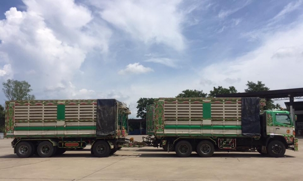 Hino 344 แรง ปี 56 กระบะดัมพ์แม่ลูก 3 เพลาอู่ซีที ทรัคใส่ของได้ 30.5 ตัน