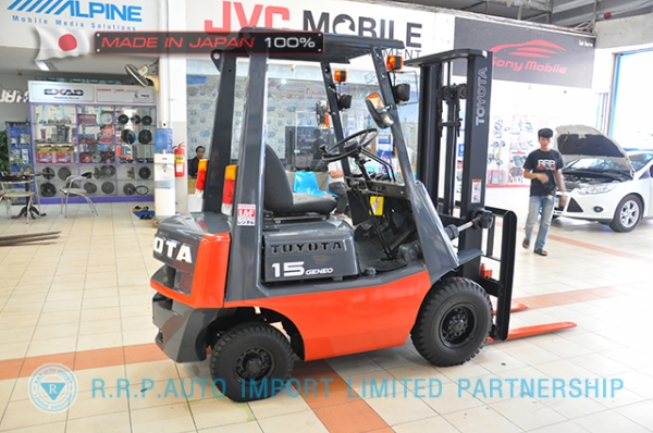 ขายรถโฟล์คลิฟท์มือสอง TOYOTA รุ่น 3FG15-14607 นำเข้าจากประเทศญี่ปุ่น 100\% ไม่เคยใช้งานในไทย