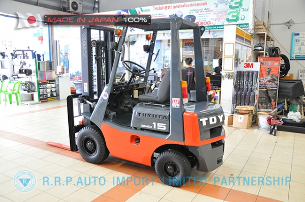 ขายรถโฟล์คลิฟท์มือสอง TOYOTA รุ่น 3FG15-14607 นำเข้าจากประเทศญี่ปุ่น 100\% ไม่เคยใช้งานในไทย