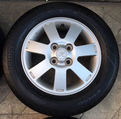 ล้อแม็ก Mitsu Mirage ขอบ 14 พร้อมยางป้ายแดง Bridgestone 175-65-14 ปลายปี 16
