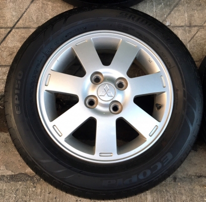 ล้อแม็ก Mitsu Mirage ขอบ 14 พร้อมยางป้ายแดง Bridgestone 175-65-14 ปลายปี 16