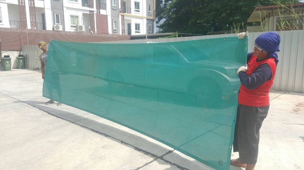 ผ้าใบpvcคลุมอาคารก่อสร้างบังแดดกันฝุ่นบังตาจากญี่ปุ่น