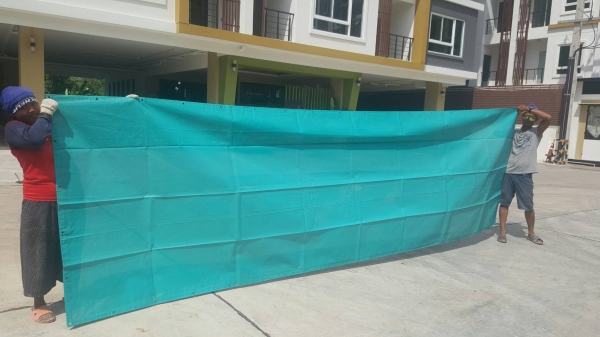 ผ้าใบpvcคลุมอาคารก่อสร้างบังแดดกันฝุ่นบังตาจากญี่ปุ่น