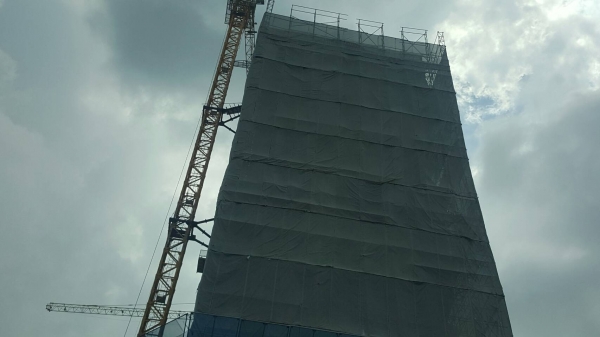 ผ้าใบpvcคลุมอาคารก่อสร้างบังแดดกันฝุ่นบังตาจากญี่ปุ่น