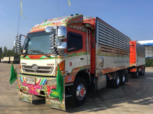 Hino 344 แรง ปี 53 กระบะดัมพ์แม่ลูก 3 เพลาอู่ ส.สมบัติ มี3พ่วง รถวิ่งข้าวสาร น้ำหนักบรรทุก 30.5 ตัน
