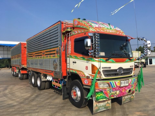 Hino 344 แรง ปี 53 กระบะดัมพ์แม่ลูก 3 เพลาอู่ ส.สมบัติ มี3พ่วง รถวิ่งข้าวสาร น้ำหนักบรรทุก 30.5 ตัน