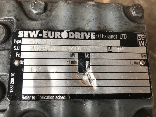 ขายหัวเกียร์ทดรอบ SEW eurodrive อัตราทด 1:16.8 ทดแรงบิดเยอะ ของใหม่เก็บเก็บ หมุนนิ่ม พร้อมใช้งาน