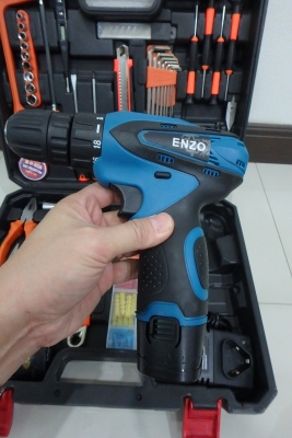 สว่านแบตไร้สาย ENZO 12 โวล์ท รุ่น ALB12F2 แบต2ก้อน ที่ชาร์ท แถมอุปกรณ์ช่างเพียบ เต็มกล่อง ของใหม่