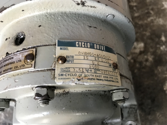 ขายมอเตอร์เกียร์ Cycro drive Sumitomo มอเตอร์ mitsubishi 0.5HP. 380V อัตราทด 1:15 สภาพสวยเดิมๆ หมุนนิ่ม พร้อมใช้งาน