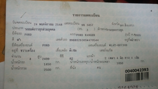 ขายเล่มทะเบียนกระบะ ford
