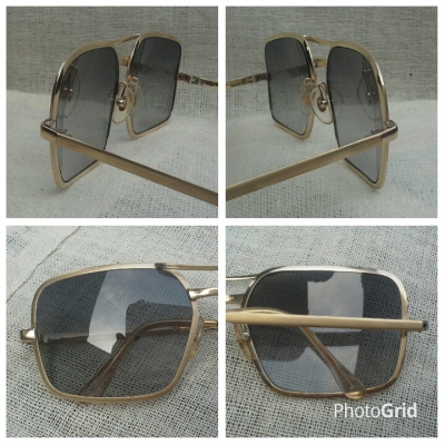แว่นตาเฟรนช์โกลฟิลด์ 14 K ยุค &#039;60s  โมเดล &#039;สี่เหลี่ยมผืนผ้า - นักบิน&#039;  บิ๊กไซซ์ 145mm  Vintage MOREL handmade in France