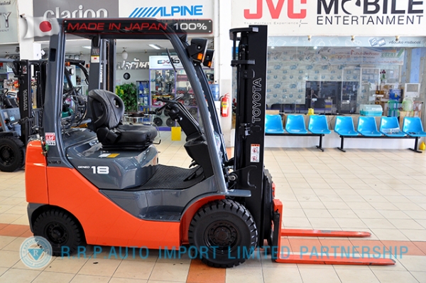ขายรถโฟล์คลิฟท์มือสอง TOYOTA รุ่น 8FG18-31116 นำเข้าจากประเทศญี่ปุ่น 100\% ไม่เคยใช้งานในไทย
