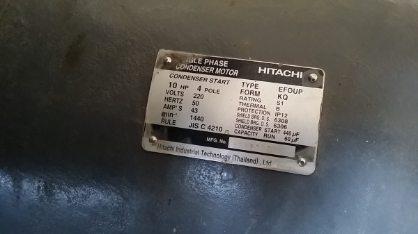 .....ของใหม่ เก่าเก็บ.....มอเตอร์ Hitachi 10 แรง ไฟบ้าน 220 .....ของใหม่ เก่าเก็บ.....มอเตอร์ Hitachi 10 แรง ไฟบ้าน 220