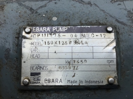 ขายหัวปั้มน้ำหอยโข่ง Ebara 150x125 FS4LA รุ่นหัวใหญ่ ขนาดเข้า 6นิ้ว ออก 5นิ้ว ใบพัดทองเหลือง สภาพสวยใหม่มาก พร้อมใช้งาน ขายหัวปั้มน้ำหอยโข่ง Ebara 150x125 FS4LA รุ่นหัวใหญ่ ขนาดเข้า 6นิ้ว ออก 5นิ้ว ใบพัดทองเหลือง สภาพสวยใหม่มาก พร้อมใช้งาน