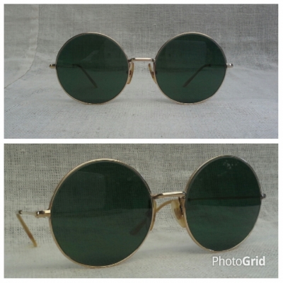 แว่นตาเฟรนช์โกลฟิลด์ 14 K ยุค &#039;60s โมเดลอาร์ติสท์ &#039;หยดน้ำกลม - จอห์น เลนนอน&#039; ไซซ์หยดน
