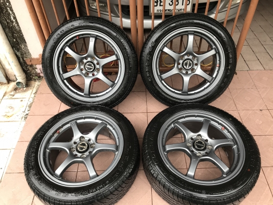 ล้อเเท้ RAYS GRAMLIGHT 57 MAXIMUM 15กว้าง6นิ้วครึ่งอ๊อฟ38ทั้ง4วงสีเดิมๆติดยางปี14สวยดอกเต็มๆใส่วิ่งได้เรย