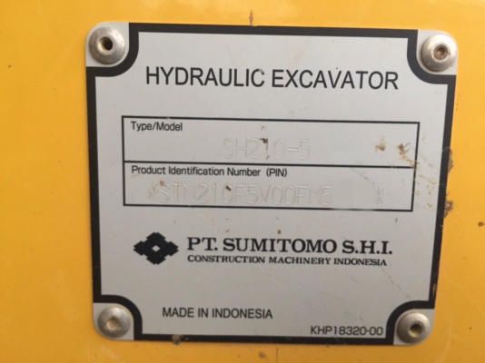 ขายดาวน์รถแบคโฮ SUMITOMO SH210-5 STN210F5V00FM ทำงาน 1993ชั่วโมง สนใจโทร 081-970-1072