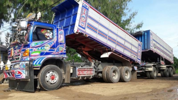 ขาย HINO 380 พ่วงแม่ลูก กระบะเนียมดั๊ม รถปี 55