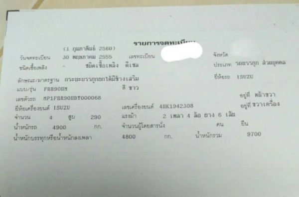 รถอีซูซุ 6 ล้อดั้ม FRR 190 แรงม้า ปี 55. , ( รถวิ่ง 7x,xxx กม. ) สนใจติดต่อ 081 - 6079515