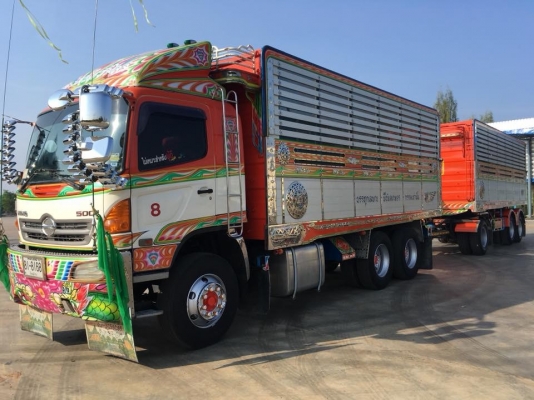 Hino 344 แรง ปี 53 กระบะดัมพ์แม่ลูก 3 เพลาอู่ ส.สมบัติ รถวิ่งข้าวสาร น้ำหนักบรรทุก 30.5 ตัน