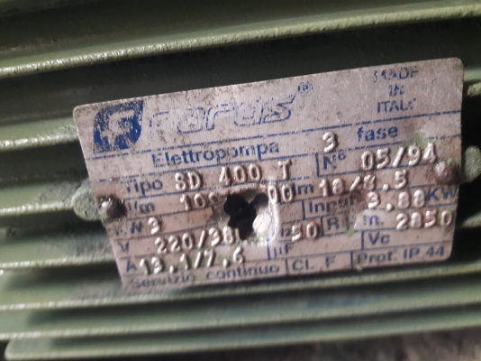 ขาย !! ปั้มน้ำหอยโข่งFORASของอิตาลี่ขนาด3kw.380v.ท่อ3.5"พร้อมใช้ ขาย !! ปั้มน้ำหอยโข่งFORASของอิตาลี่ขนาด3kw.380v.ท่อ3.5"พร้อมใช้