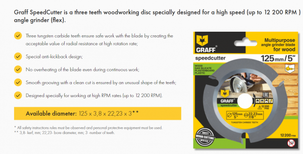 DG12 ใบตัด+เซาะร่อง 125mm Graff Speed Cutter สินค้า Germany made in poland