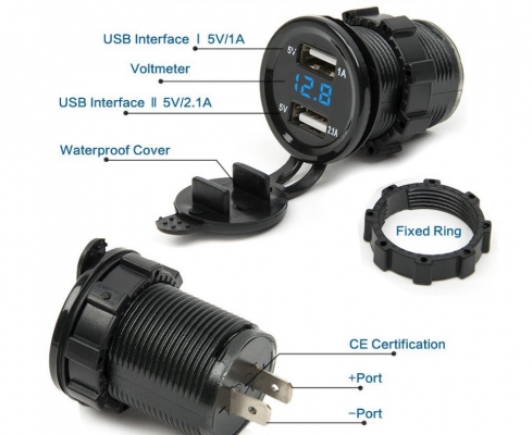 ที่ชาร์จมือถือ ใส่มอเตอร์ไซด์ วัดแบตได้