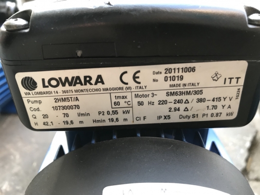 ( เหลือ 3ตัวครับ )ขายปั้มน้ำแรงดันสูงใบพัดหลายชั้นหัวสแตนเลส Lowara 3/4HP. 380V made in Italy สภาพสวยมากเดิมๆ วิ่งนิ่ม พร้อมใช้งาน มี 5ตัวครับ