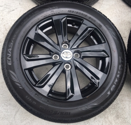 ล้อแม็ก Toyota Vios Yaris ขอบ 15 (สีดำ) พร้อมยาง Dunlop 185-60-15 ปี 16