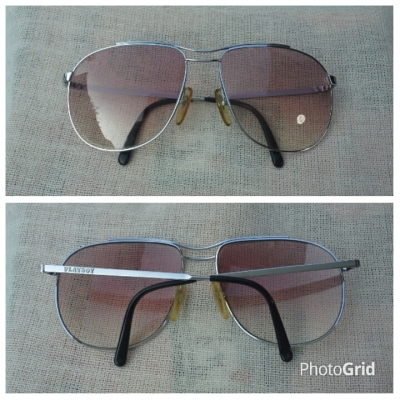 แว่นตาโคตรบุรุษ 'กระต่ายหนุ่มที่ดวงจันทร์หมายปอง'  โมเดลราชสีห์เงิน 'หยดน้ำตา - นักบิน'  บิ๊กไซซ์ 145mm !  Vintage PLAYBOY handmade in USA