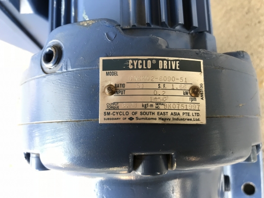ขายมอเตอร์เกียร์ Cycro drive Sumitomo 1/3HP. 380V อัตราทด 1:51 สภาพสวยมาก เทสงาน ครั้งเดียว พร้อมใช้งาน
