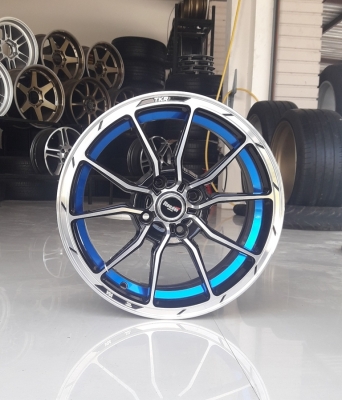 ล้อใหม่YACHIYODA ขอบ15 หน้าเงาคลิปฟ้า 4รู100  พร้อมยาง\%  4 ล้อ