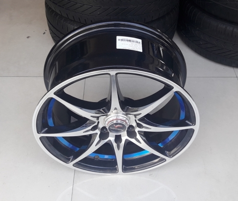 ล้อใหม่YACHIYODA ขอบ15 หน้าเงาคลิปฟ้า 4รู100-114  พร้อมยาง\%  4 ล้อ