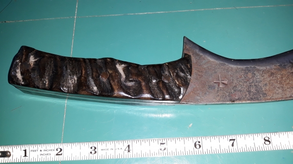 ขายมีดตีจากเหล็กดอกจิกรถไฟ ด้ามเขาควายขนาดหนักเหมาะมือ