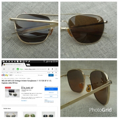 แว่นตาอเมริกันโกลด์ฟิลด์ 12 K  ยุค &#039;60s  &#039;ราชันย์แห่งเสืออากาศ&#039;  ตัวลึกที่สุด !  Vintage WELSH handmade in USA