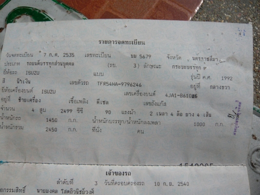 ขายทะเบียนรถกระบะ ISUZU