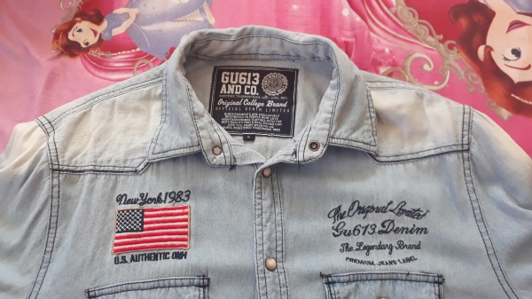 เสื้อเชิ้ตยีนส์แขนสั้น GU613 AND CO. Size L เสื้อเชิ้ตยีนส์แขนสั้น GU613 AND CO. Size L