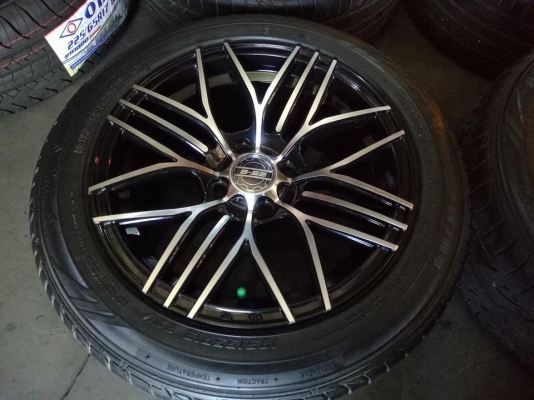 ขายล้อ B-55 ขอบ15 4รู100 พร้อมยาง DUNLOP LM704 195-55-15 ปี13 ดอกหนาจัด สภาพสวย ชุดละ 8,500 บาท