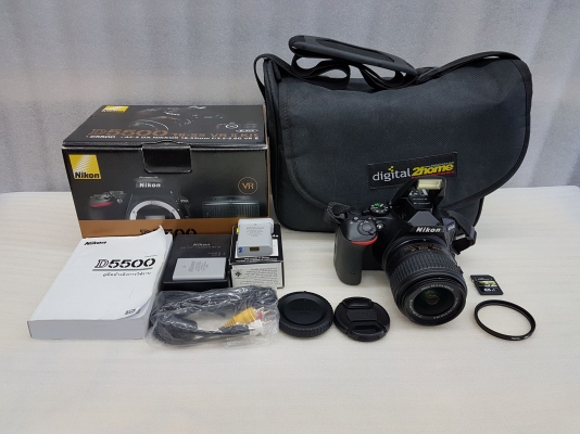 กล้อง DSLR Nikon รุ่น D5500 24.2 ล้าน มีเลนส์ 18-55 มีที่ชาร์ท กระเป๋า เมม คู่มือ