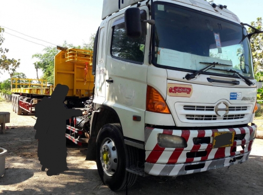 ขาย รถ 10 ล้อหัวลาก HINO MEGA 320 ปี 51 พร้อมหางเทนเลอร์ พื้นเรียบ 3 เพลา ยาว 12.50 เมตร ปี 60 อู่ PANUS รถสวยจัด ยางเต็ม ทะเบียนเต็มพร้อมโอน