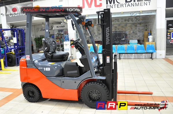 ขายรถโฟล์คลิฟท์มือสอง TOYOTA รุ่น 8FD18-12847 นำเข้าจากประเทศญี่ปุ่น 100\% ไม่เคยใช้งานในไทย