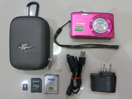 กล้องดิจิตอล Nikon Coolpix S3300 16 MP ที่ชาร์ท เมม 2GB สภาพดี ส่งฟรี