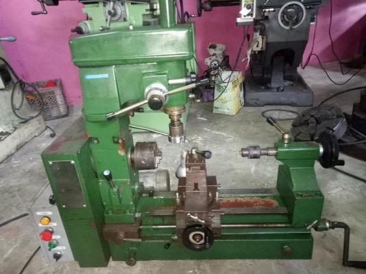 ขายกลึงเล็กเจาะได้กลึงได้อเนกประสงค์ไฟ380Vราคากันเองครับพร้อมโต๊ะตั้ง