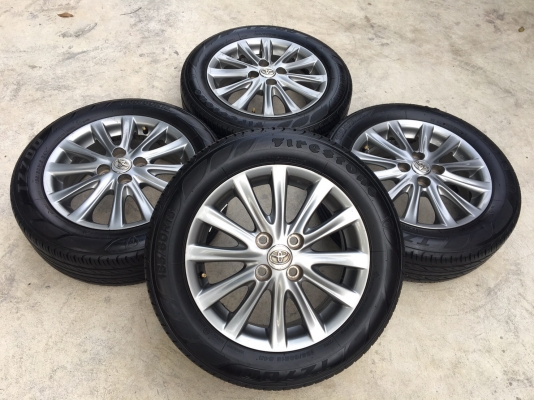 ล้อแม็ก Toyota Vios รุ่น12ก้าน สีรมดำ ขอบ 15 พร้อมยาง 185-60-15 ปลายปี 15