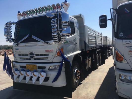 Hino 344 แรง ปี 58 แม่ลูกกระบะดั้มพ์สามมิตร ลูก 3 เพลาแท้ เดิมบางทุกจุด สภาพสวยพร้อมใช้งาน ทะเบียนพร้อม